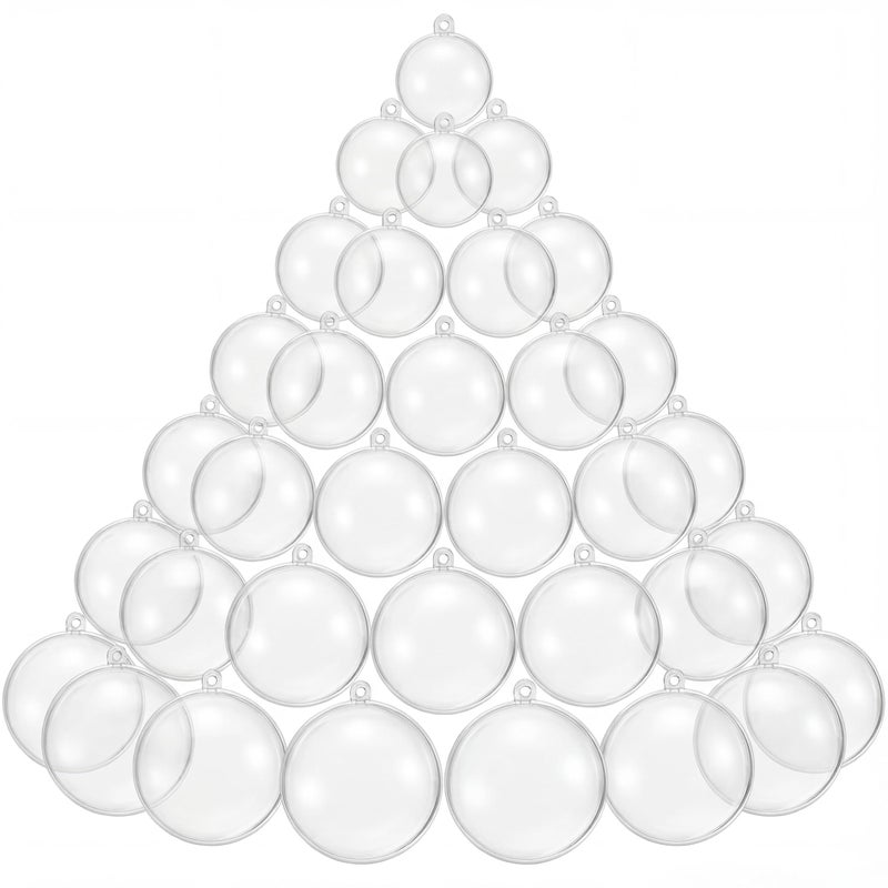 Kingrol 50-Pack Clear Plastic Fillable Ornaments, 5 Assorted Sizes (1.1"-2.75") - Snap-Open Craft Balls for Christmas Decorations, DIY Baubles & Holiday Hanging DÃ©cor - Image 1